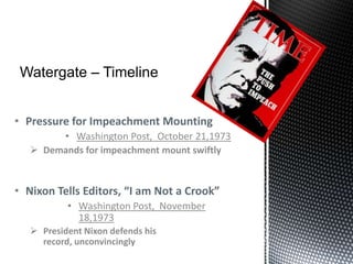 Watergate – TimelineMitchell Controlled Secret GOP Fund