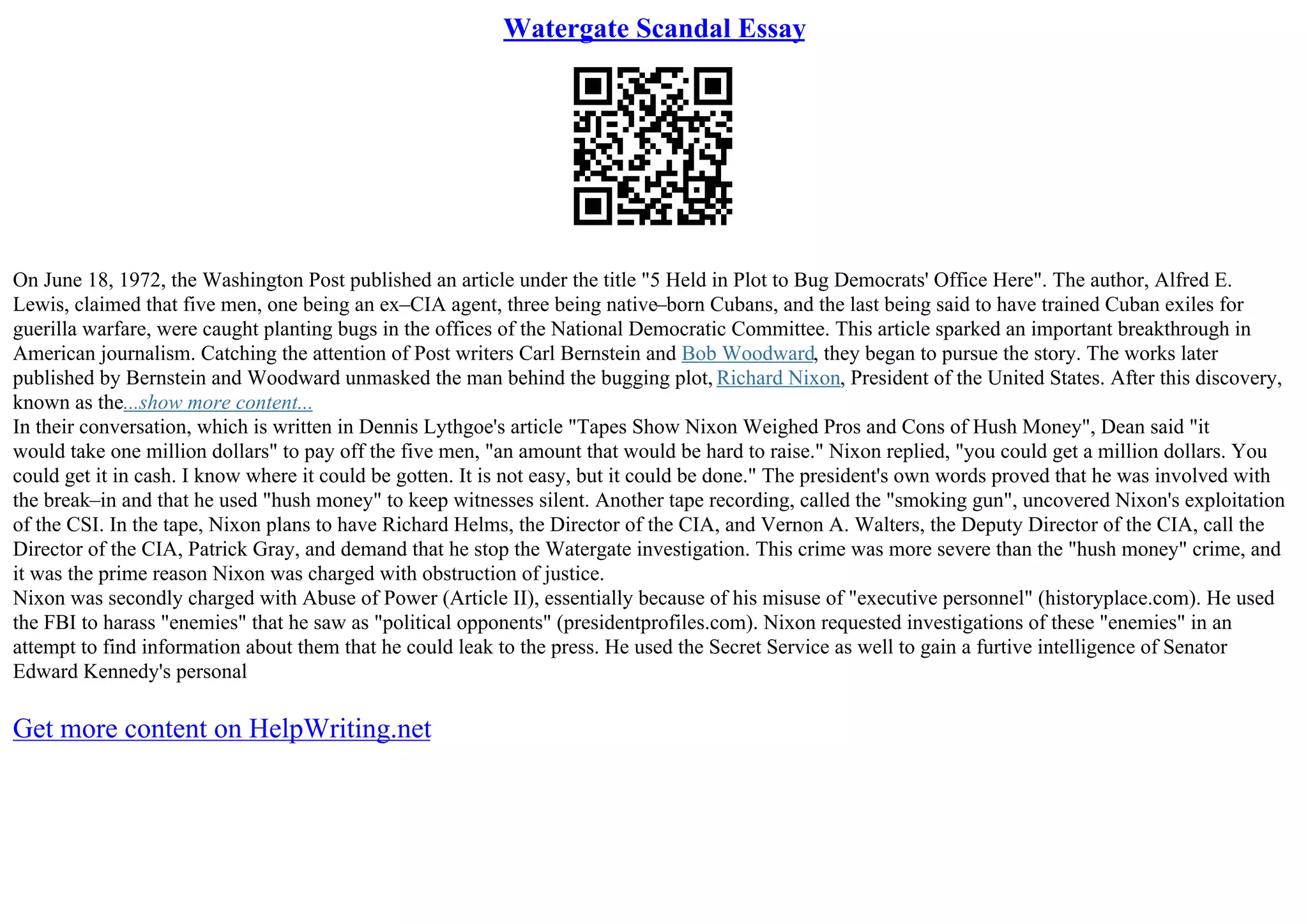 Watergate Scandal Essay PPT