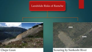 Landslide Risks of Ramche
Chepe Gaun Scouring by Sunkoshi River
 