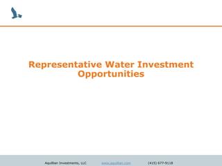 Representative Water Investment
         Opportunities




   Aquillian Investments, LLC   www.aquillian.com   (415) 677-9118
 