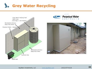 Grey Water Recycling




  Aquillian Investments, LLC   www.aquillian.com   (415) 677-9118   33
 
