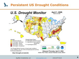 Persistent US Drought Conditions




  Aquillian Investments, LLC   www.aquillian.com   (415) 677-9118   9
 