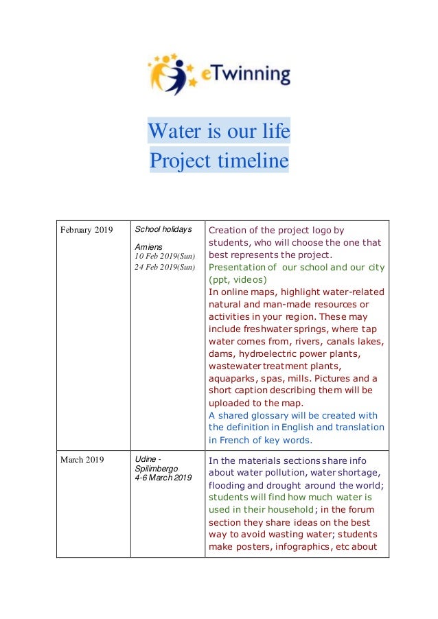 water is our life project timeline life timeline project