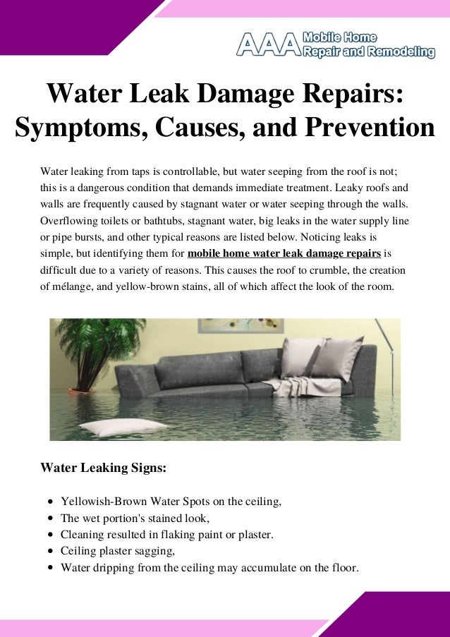 Water Leak Damage Repairs Symptoms, Causes, and Prevention