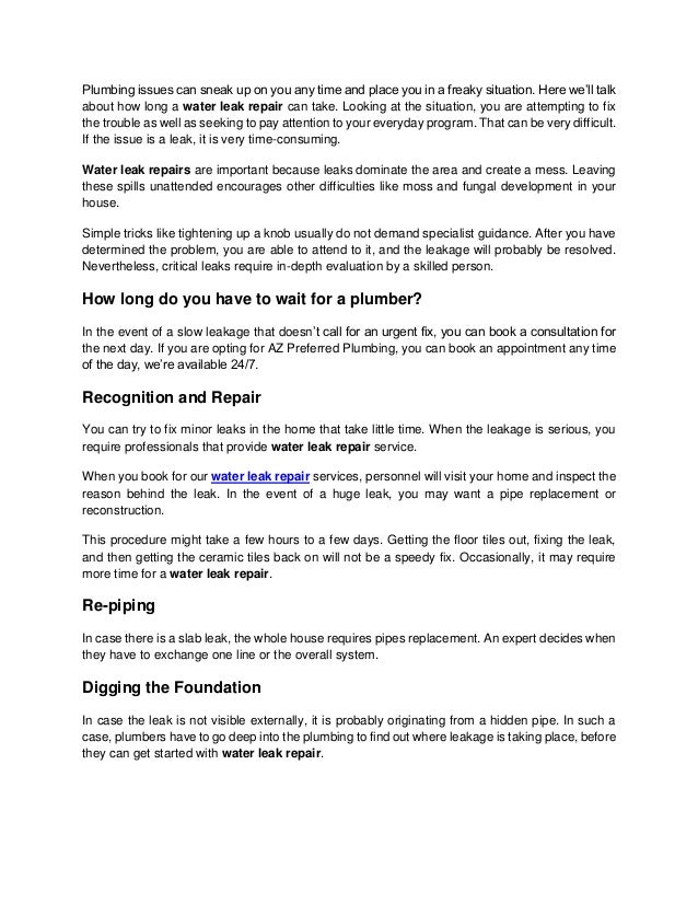 How Long Does Water Leak Repair Take?