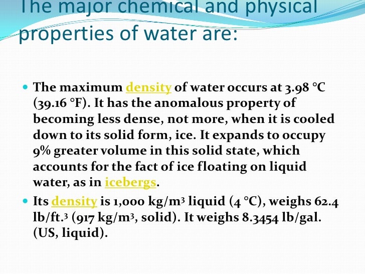 chemical properties of water