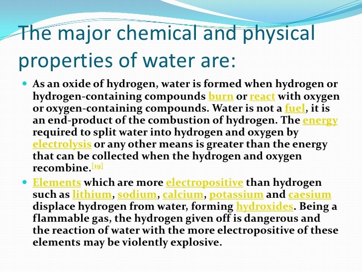 chemical properties of water