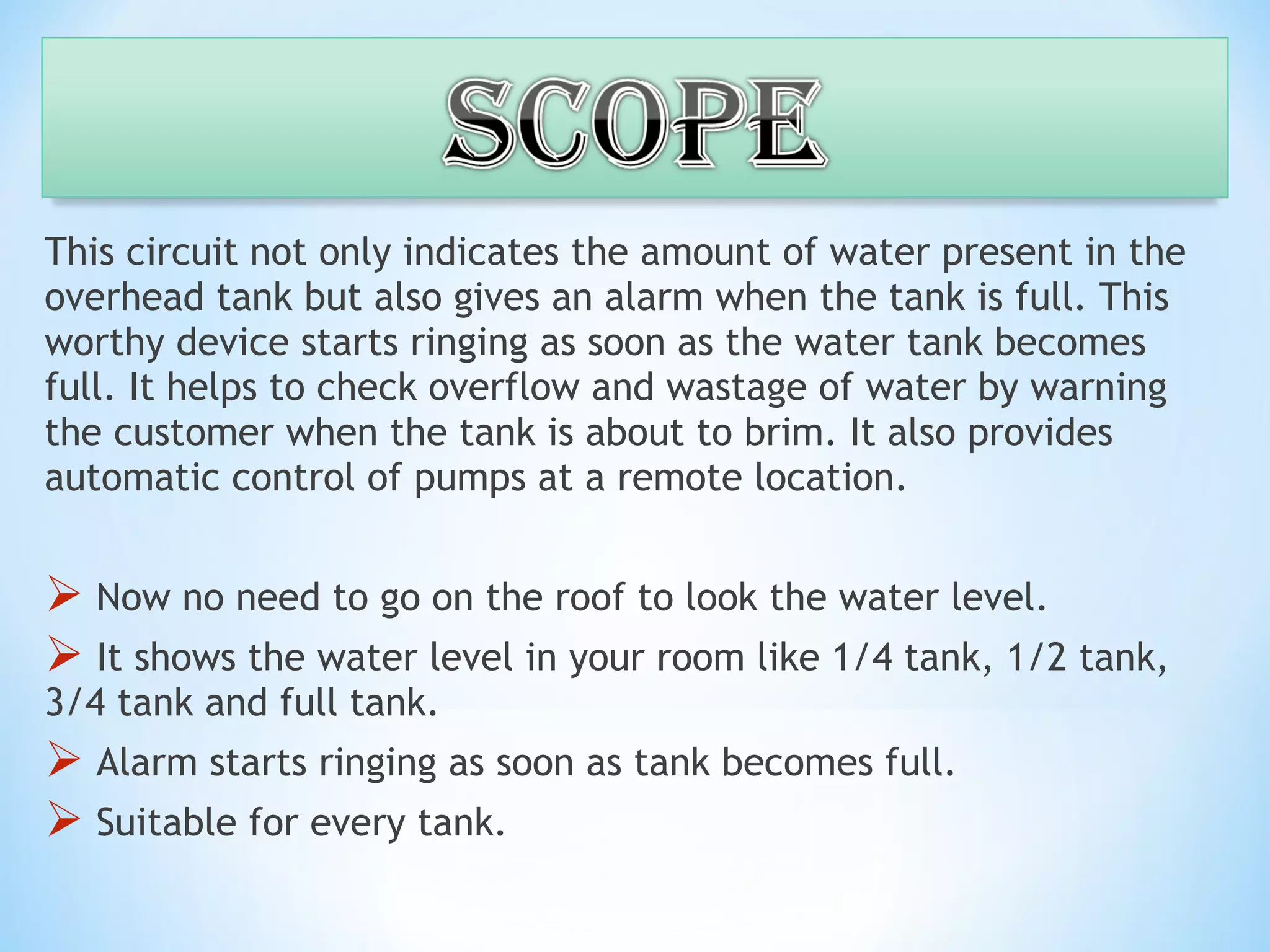 Water level indicator(mini project ppt) PPT