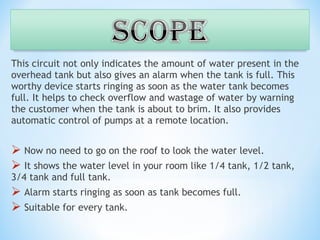 Water level indicator(mini project ppt) | PPT