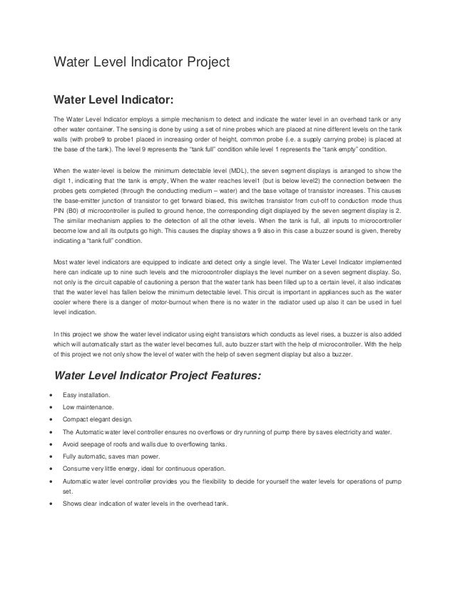 Water level indicator project