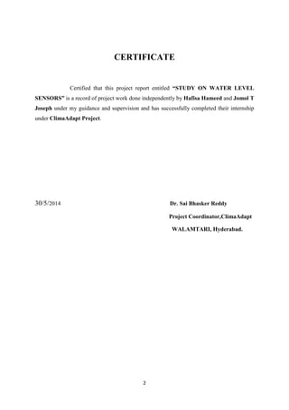 Water level sensors report | DOCX