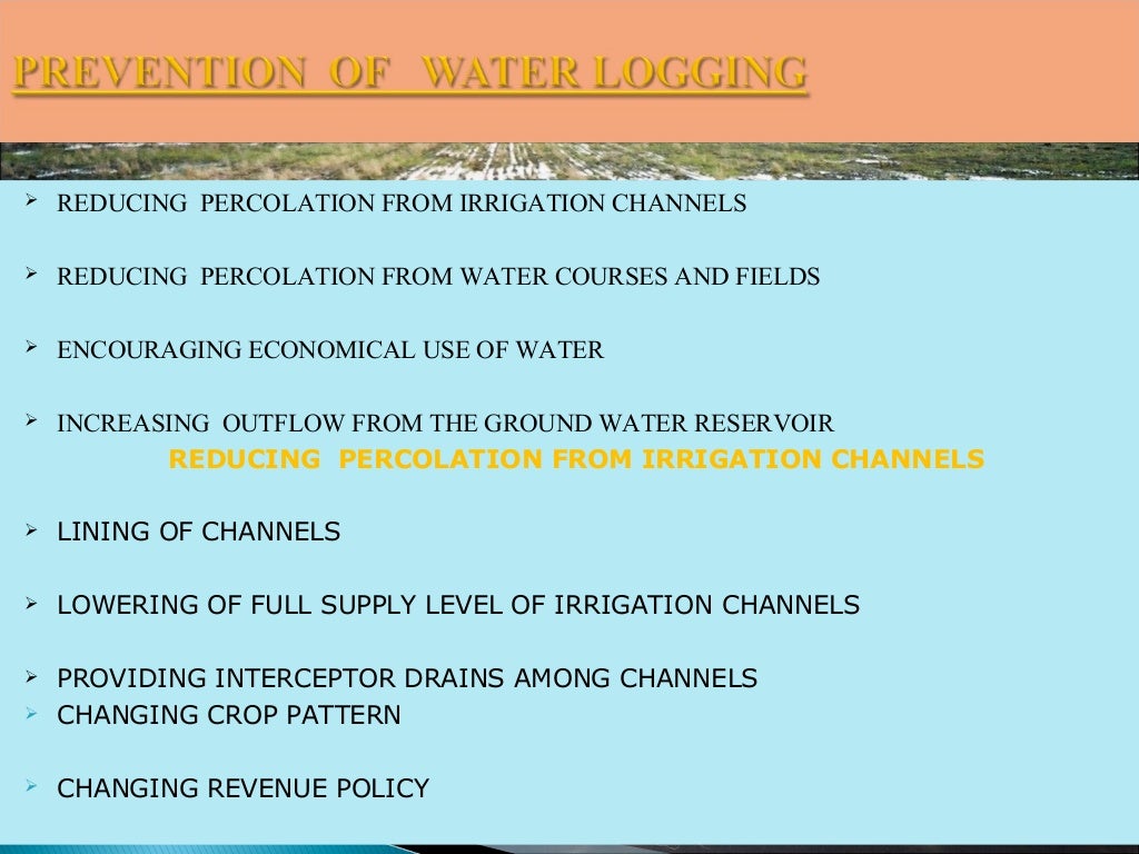 Water logging and salinity control