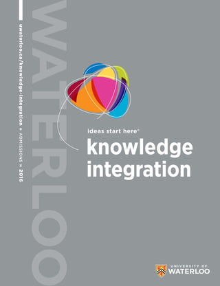 »»uwaterloo.ca/knowledge-integrationADMISSIONS2016
ideas start here®
knowledge
integration
 
