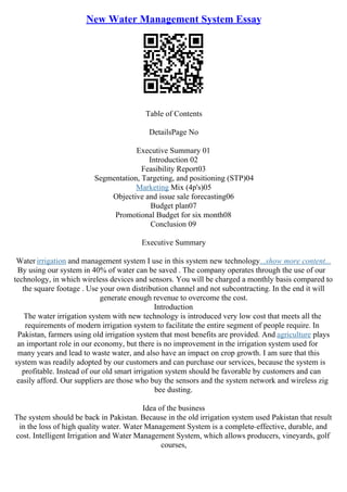 Water Management Essay | PDF