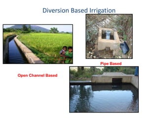 Diversion Based Irrigation




                               Pipe Based


Open Channel Based
 