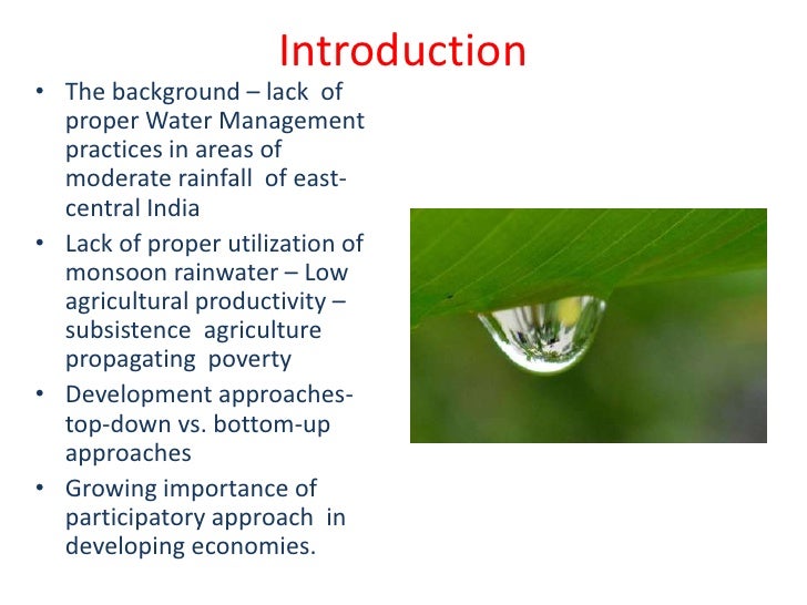Water management in developing country