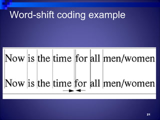 Word-shift coding example




                            21
 