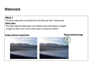 Watemark Examples Watermarking in-imageprocessing | PPT