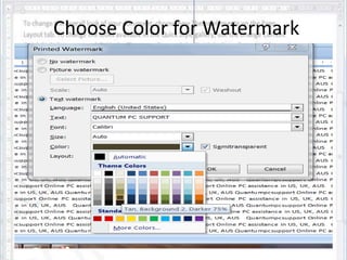 Choose Color for Watermark 
 