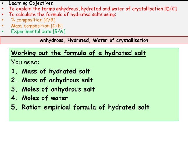 Water Of Crystallisation
