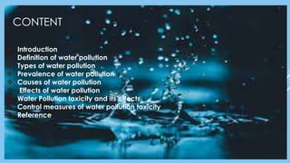 Water pollution and toxicology | PPTX