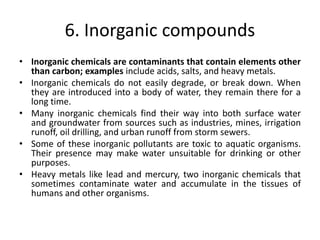 Inorganic Compounds Water Water pollution, types | PPTX