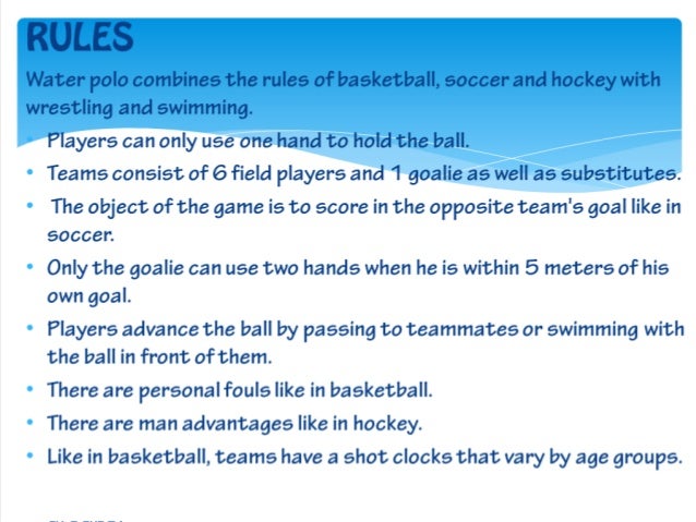 rules for water polo rules for water polo