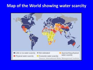 Map of the World showing water scarcity
 