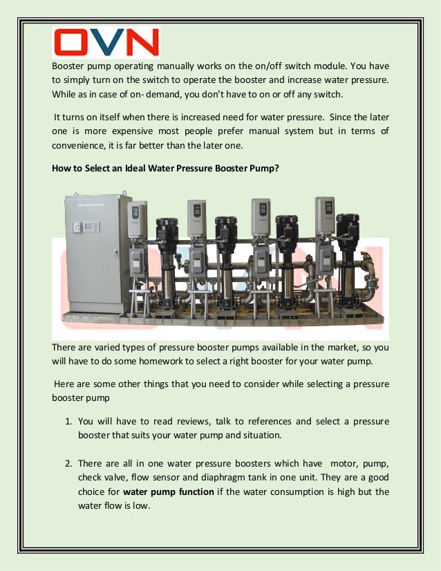 Water pressure booster pump works
