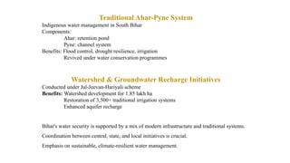 Water programme of bihar To address water scarcity, deforestation and ...