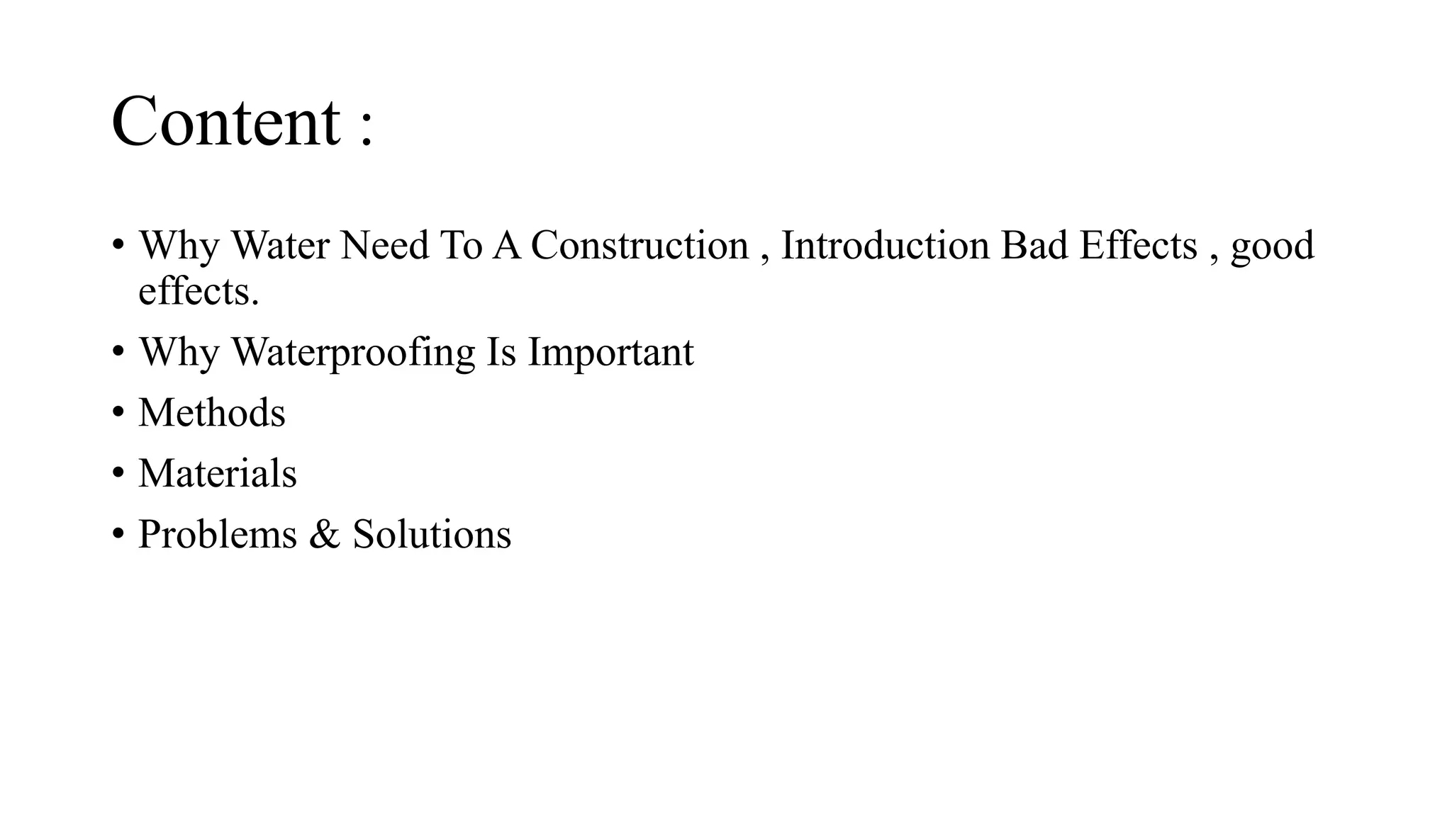 Waterproofing methods & materials used in construction | PPTX