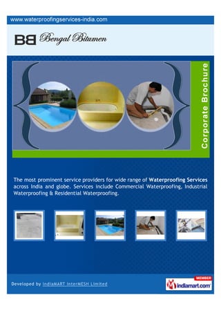 The most prominent service providers for wide range of Waterproofing Services
across India and globe. Services include Commercial Waterproofing, Industrial
Waterproofing & Residential Waterproofing.
 
