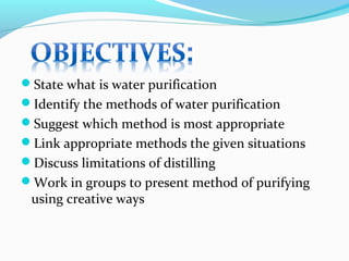 different methods of purifying water