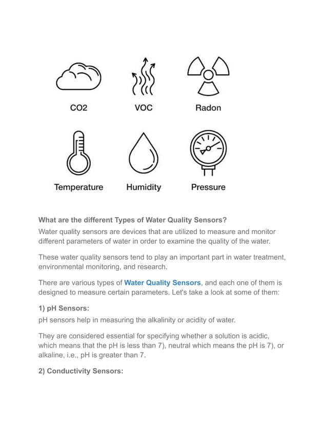 Water Quality Sensors Definition and Different Types of Sensors | PDF