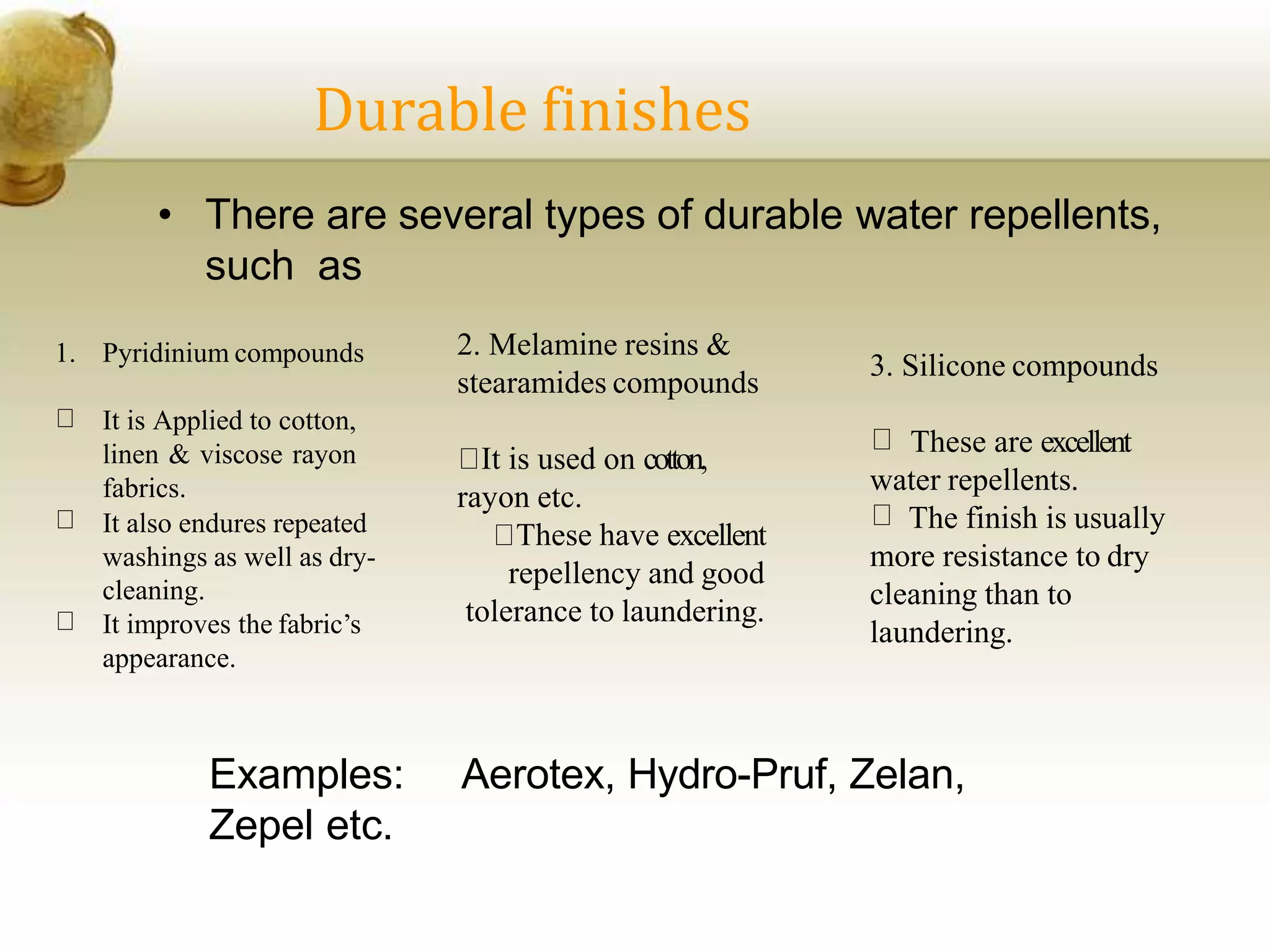 Image showcasing Water repellent finish. | PPTX