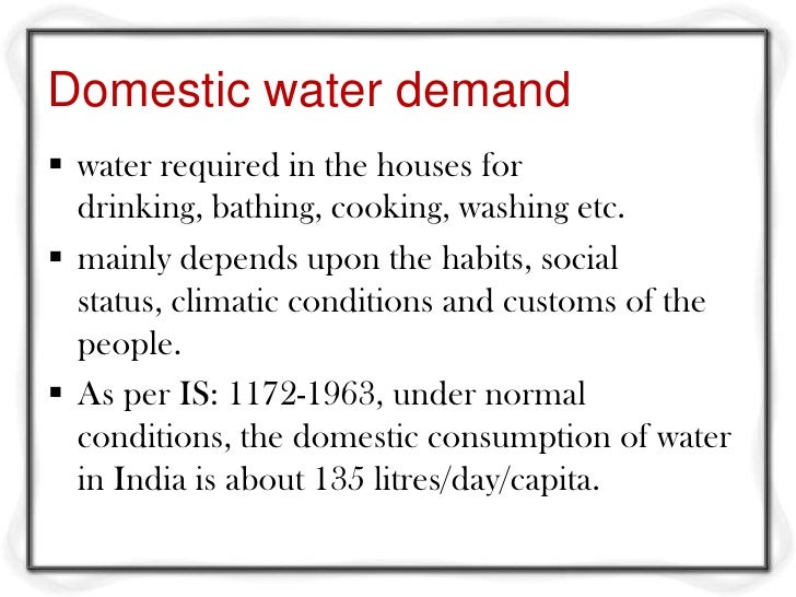 Water requirements Water requirements