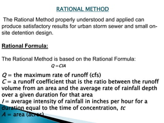 Runoff Calculation Using Rational Method Water resources engineering | PPTX