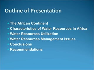 Water resources management in africa | PPTX