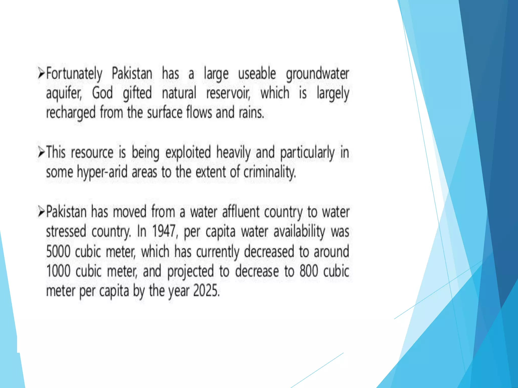 Water resources of pakistan A Lecture By Mr Allah Dad Khan Visiting ...