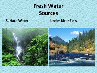Fresh Water
Sources
Surface Water Under River Flow
 