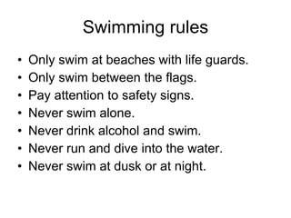 Beach Code. Swimming Water safety presentation.ver1.1 | PPT