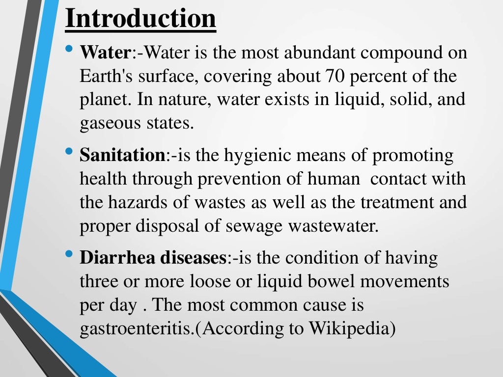Water, sanitation and diarrheal disease presentation