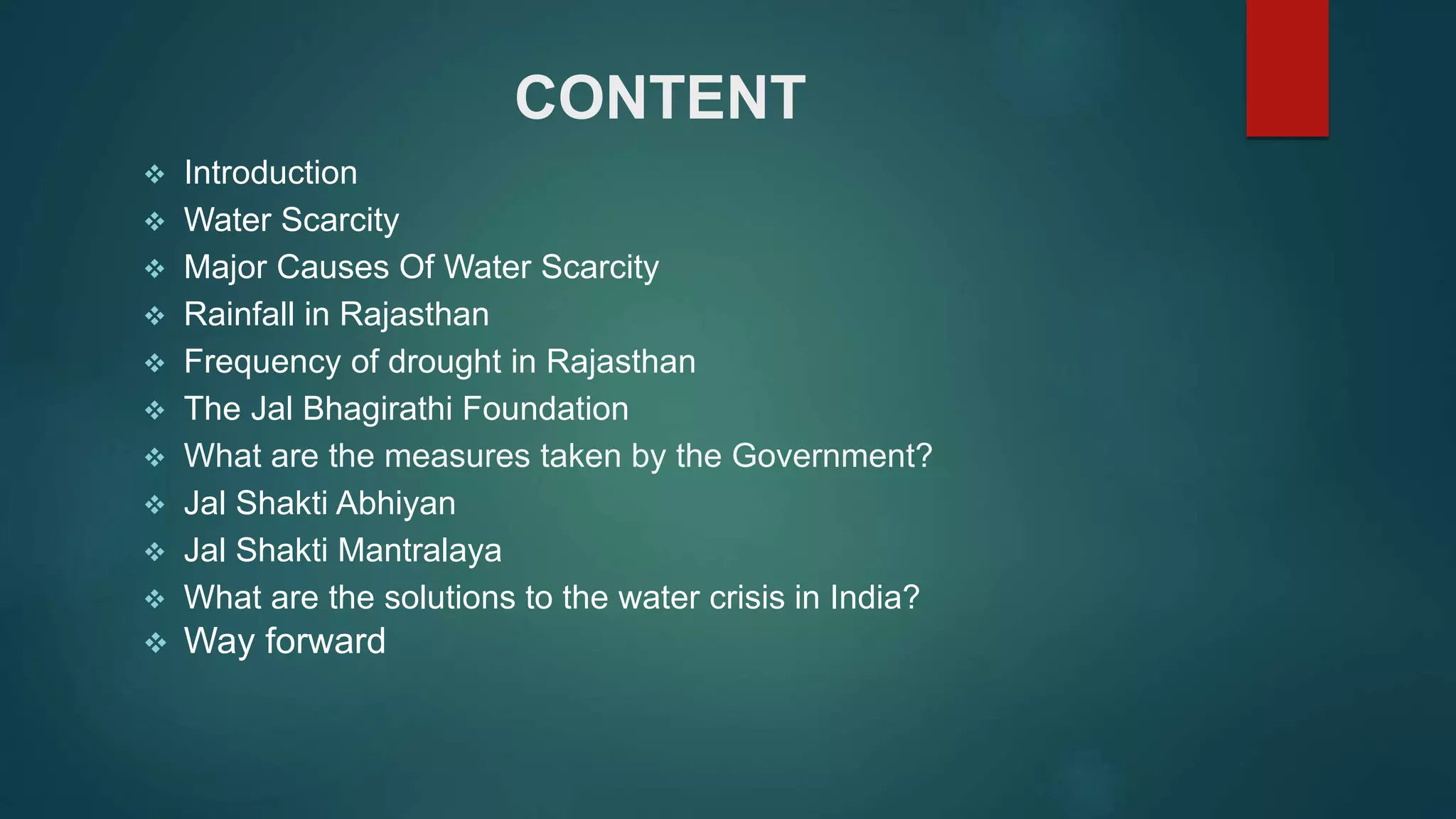 Water scarcity in Rajasthan & India By Mahendra Singh | PPTX