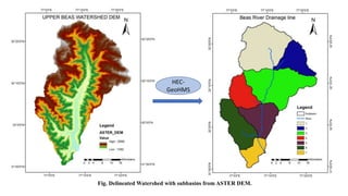 14
Fig. Delineated Watershed with subbasins from ASTER DEM.
HEC-
GeoHMS
 