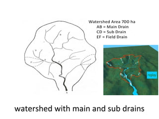 watershed with main and sub drains
 