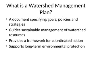 Comprehensive Watershed Management Planning and Project Formulation for ...