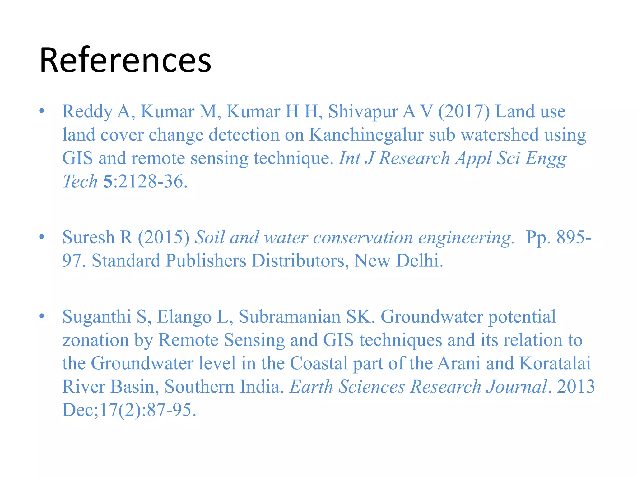 Watershed management: Role of Geospatial Technology