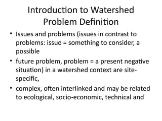 Issue Def Comprehensive Watershed Management: Problem Definition, Scoping, and ...