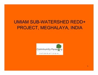 UMIAM SUB-WATERSHED REDD+
 PROJECT, MEGHALAYA, INDIA




                             1
 