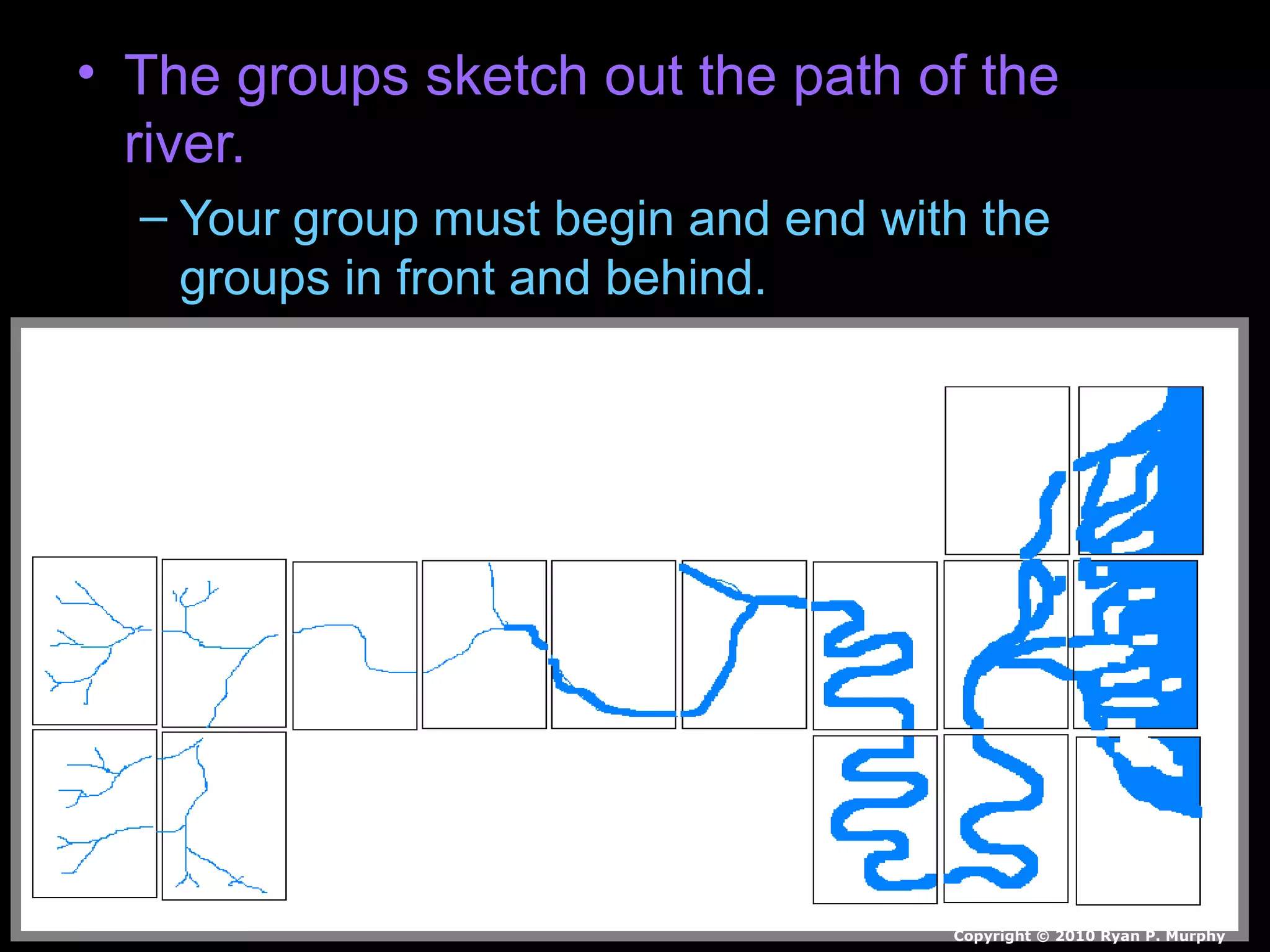 • The groups sketch out the path of the
river.
– Your group must begin and end with the
groups in front and behind.
Copyright © 2010 Ryan P. Murphy
 